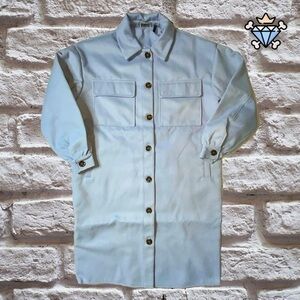 RECLAIMED VINTAGE UNISEX BLUE LONGLINE SHACKET SIZE SMALL OUTERWEAR FALL/WINTER